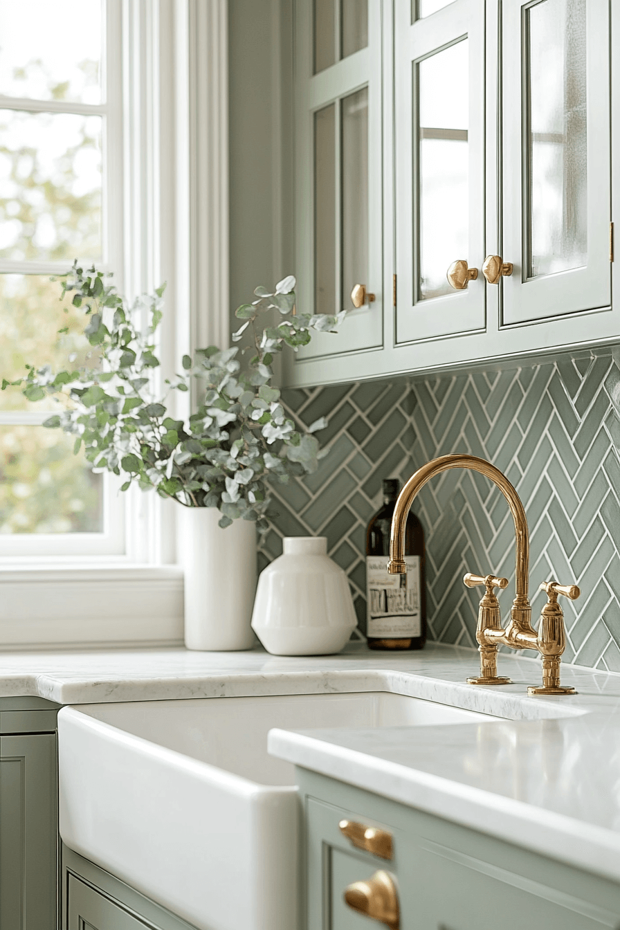 9 refined herringbone sage