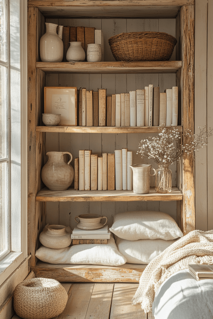 9 rustic pine library shelf