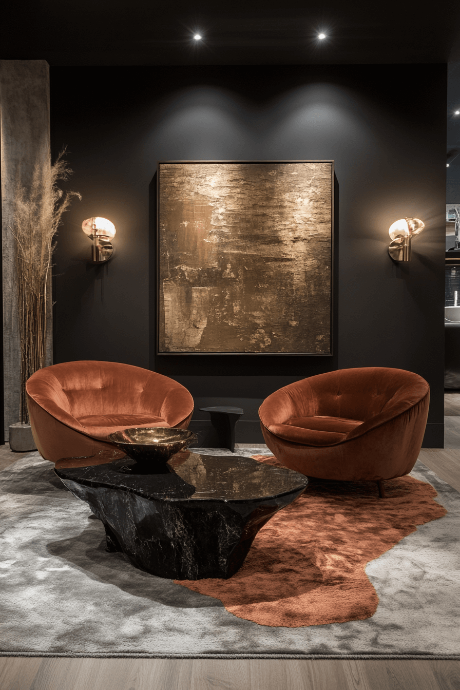 9 serene charcoal living room design