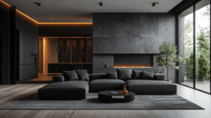 dark grey couch living room