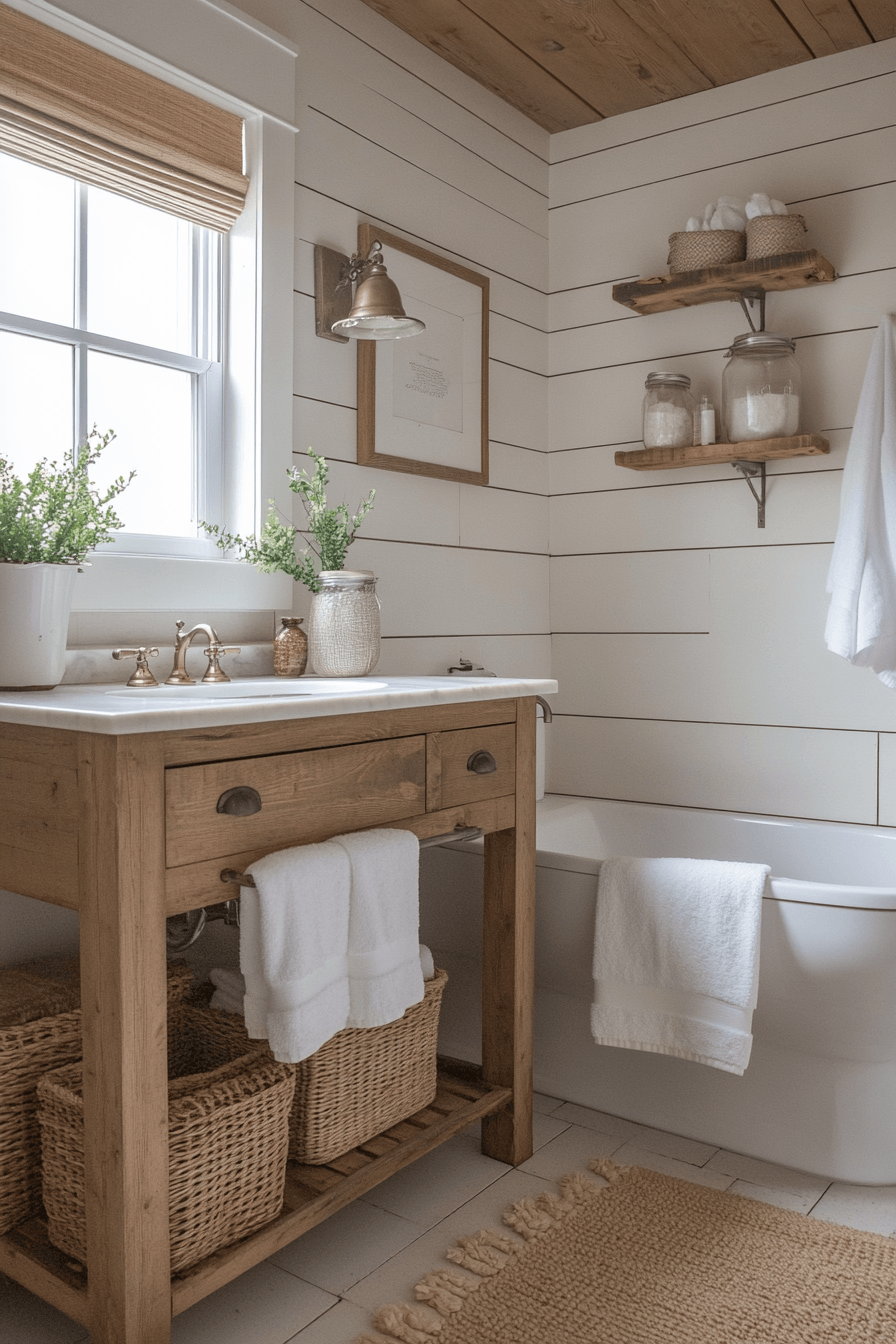 1 fresh rustic bathroom glow