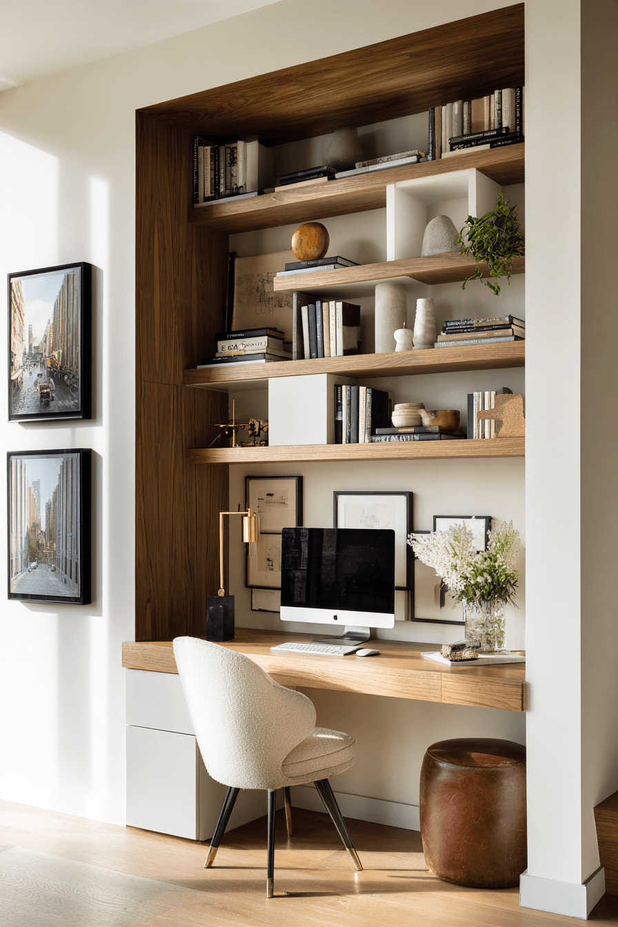 12 desk shelf integration ideas