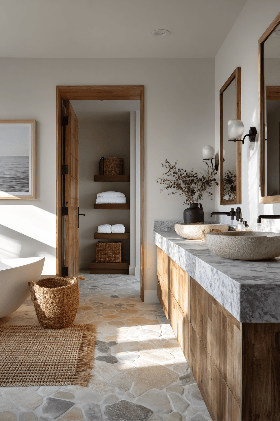 13 pebble surface coastal bath