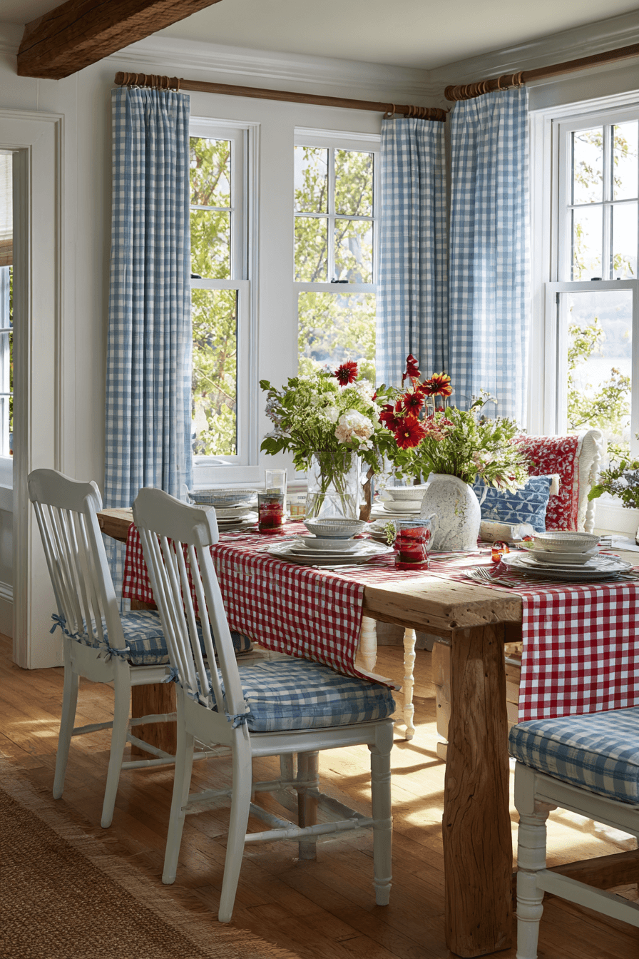 16 soft gingham window drapes