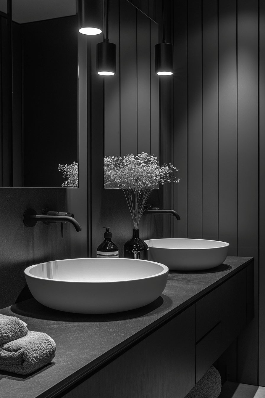 16 striking black white bath