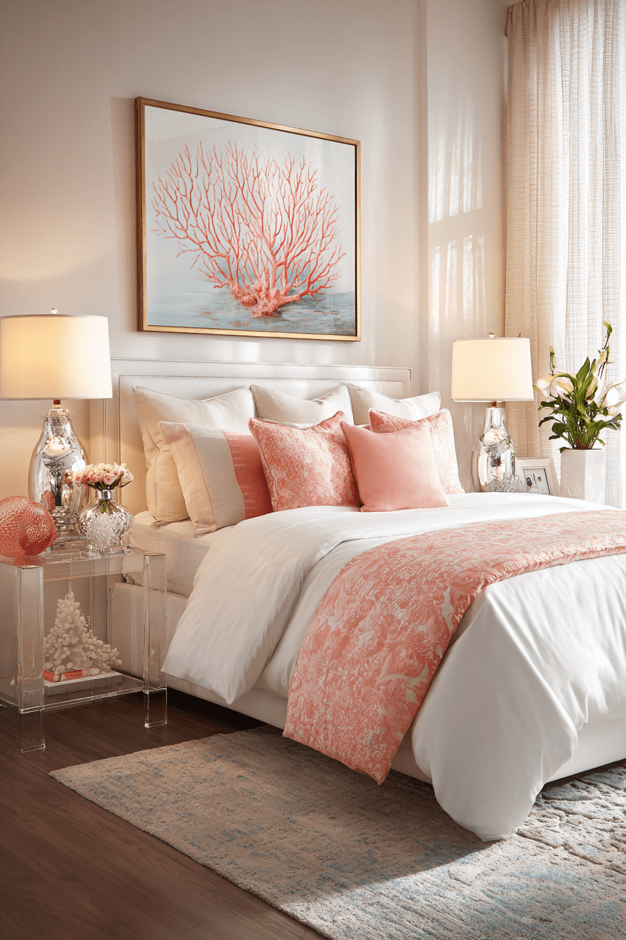 19 coral detail coastal bedroom
