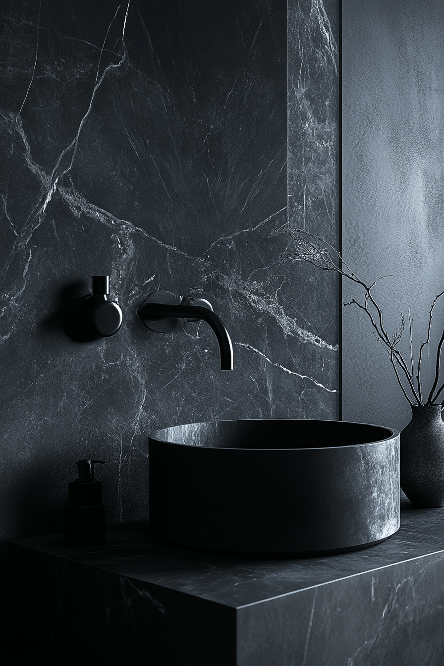 2 dramatic marble bathroom style