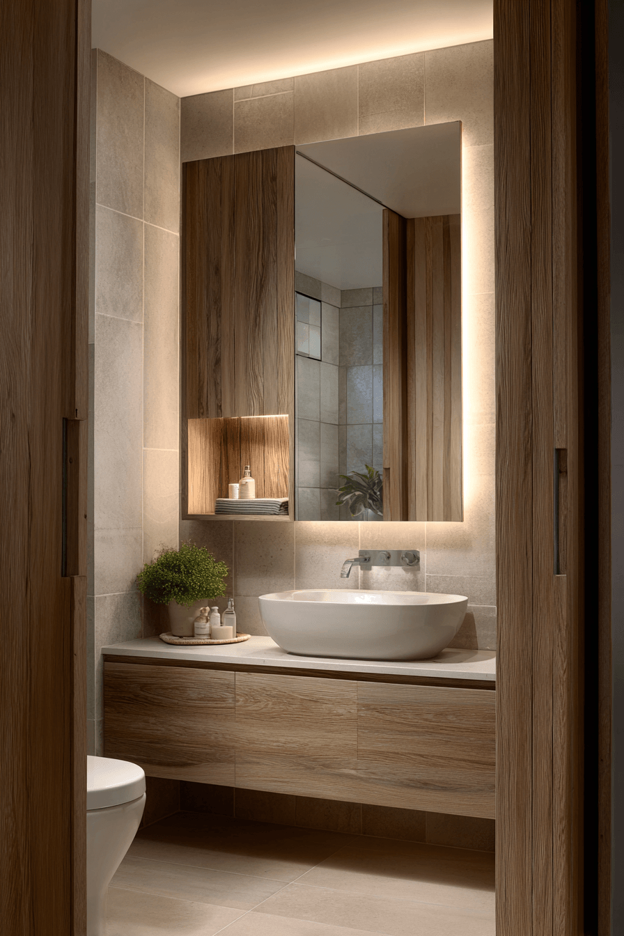 2 vertical wood bath design