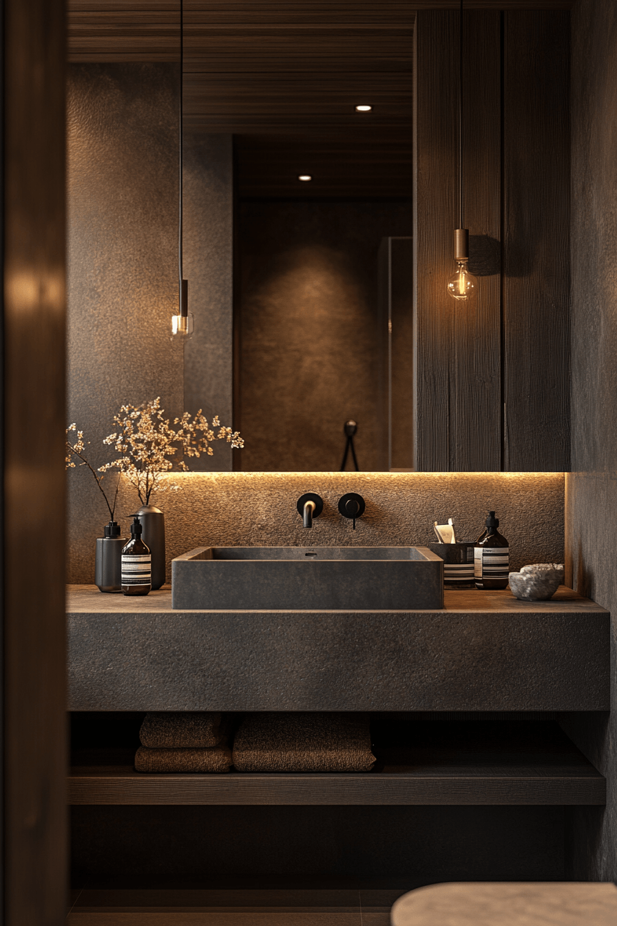 20 calm dark bathroom retreat