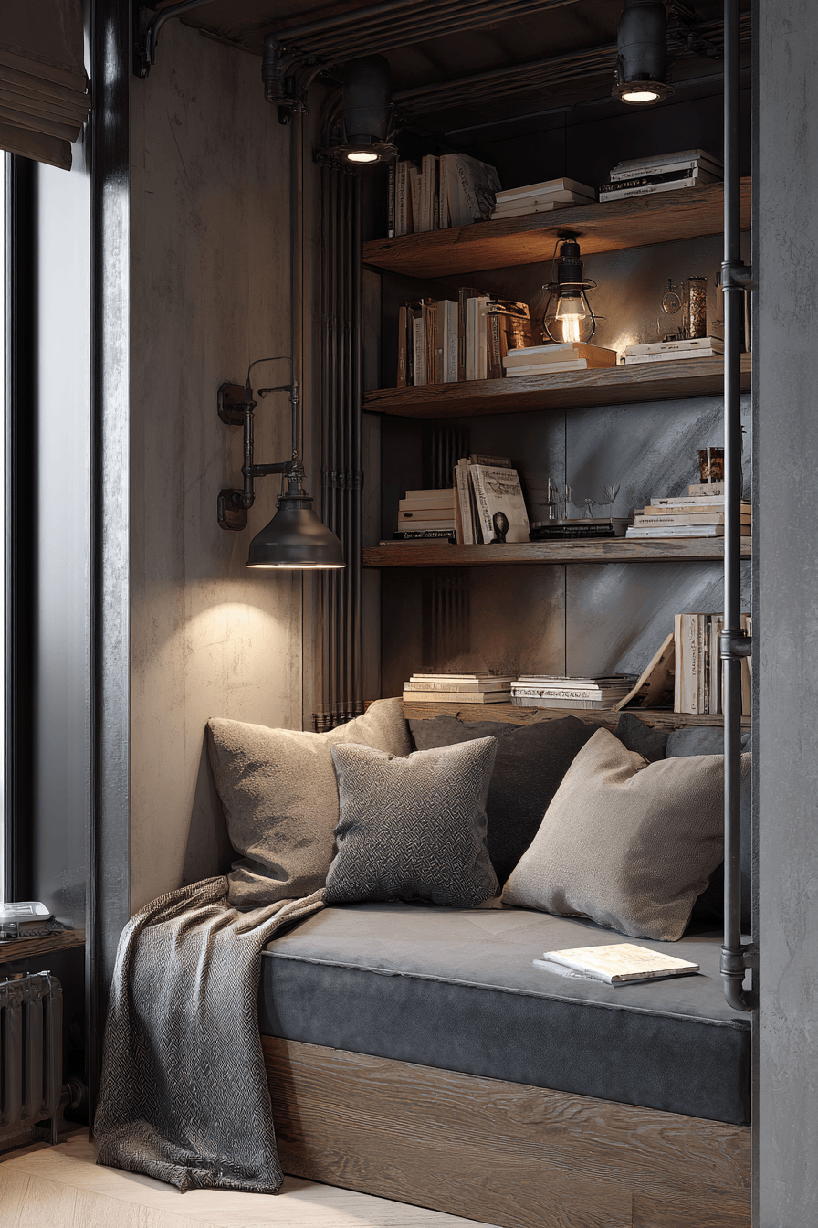 20 industrial mixed texture nook