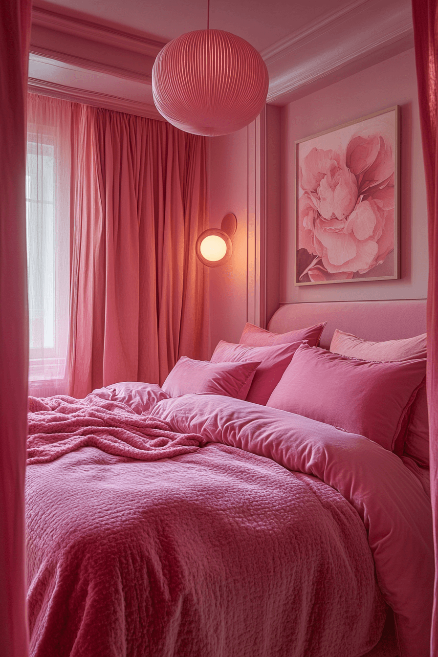 20 monochrome pink style bedroom