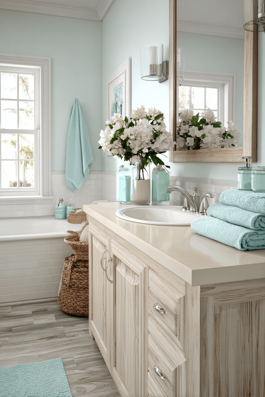 21 blush pastel coastal bath