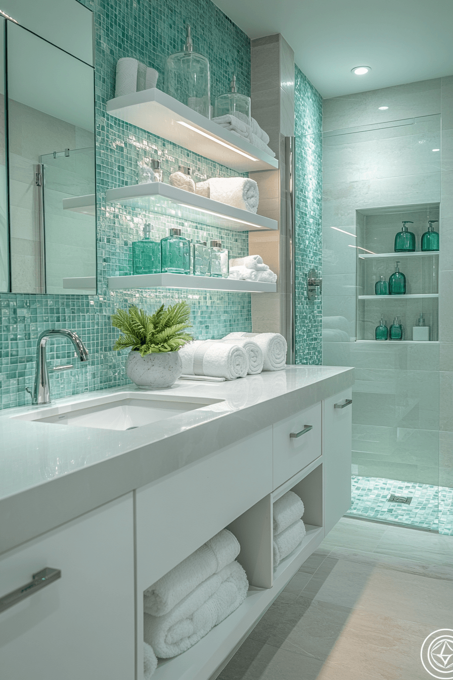 21 sparkling aqua tile feature