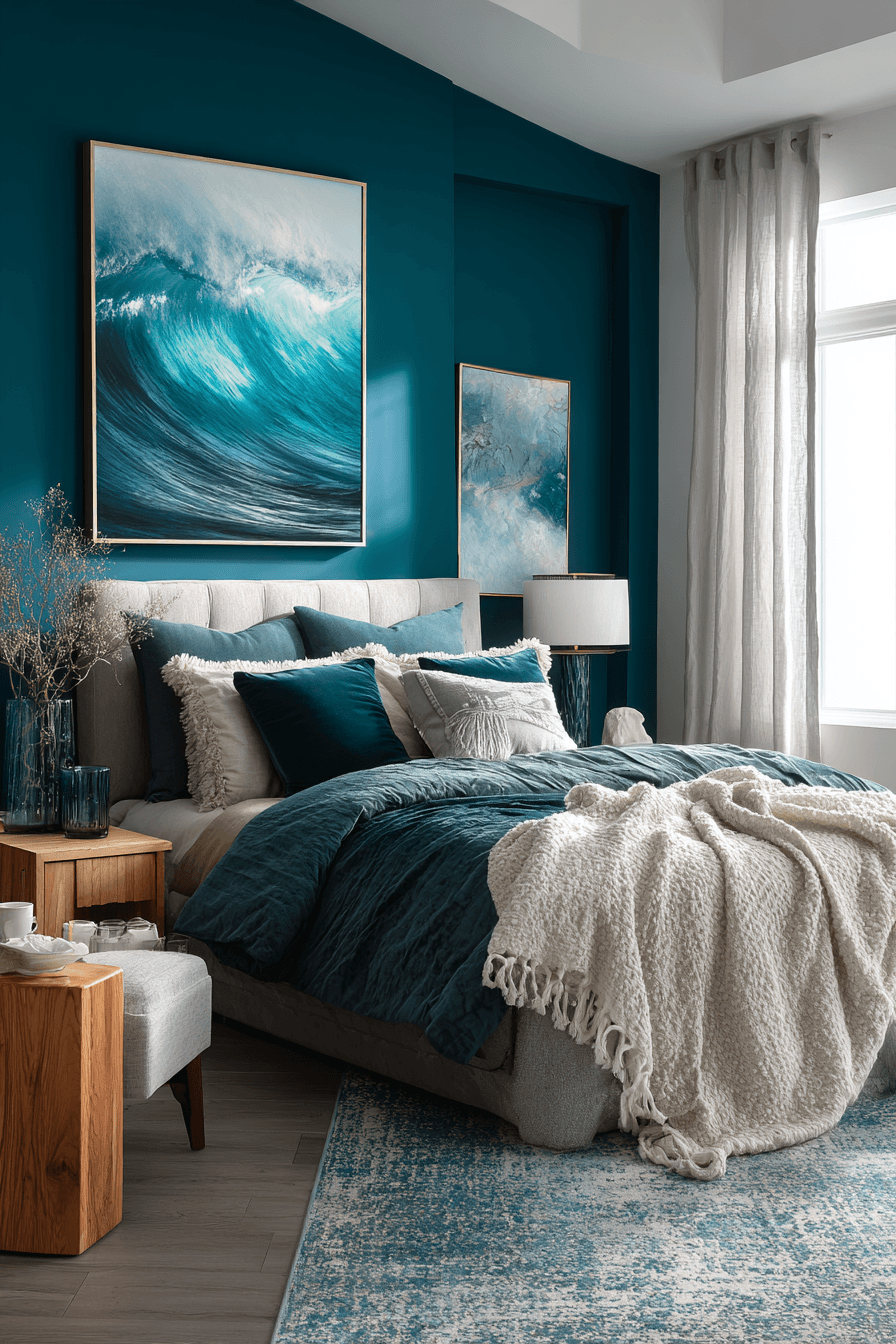 21 teal depth coastal bedroom
