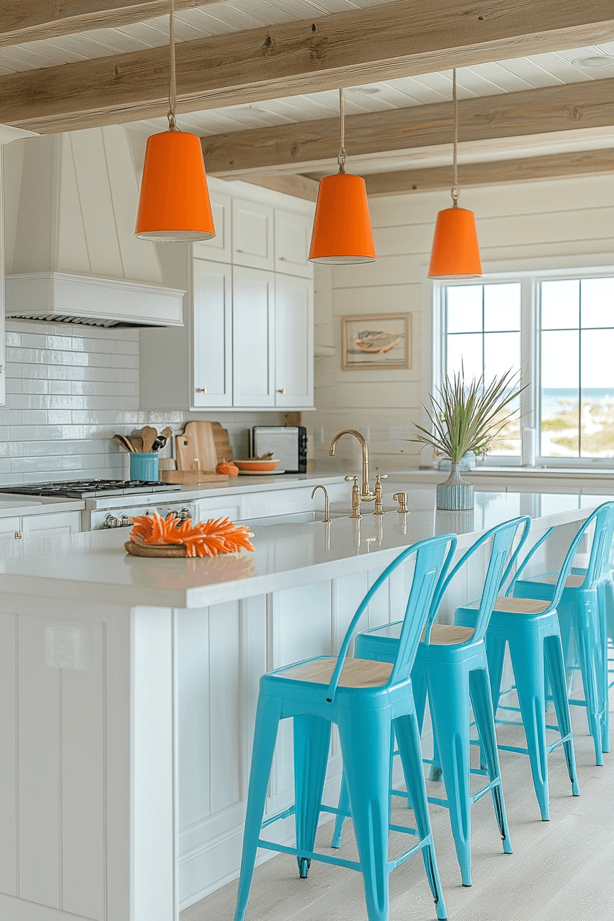 25 color pop coastal kitchen
