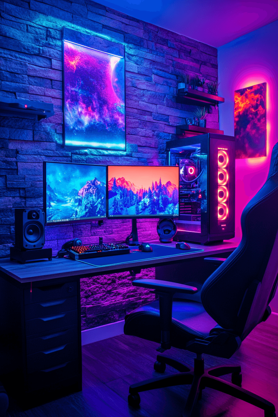 26 gaming setup basement room