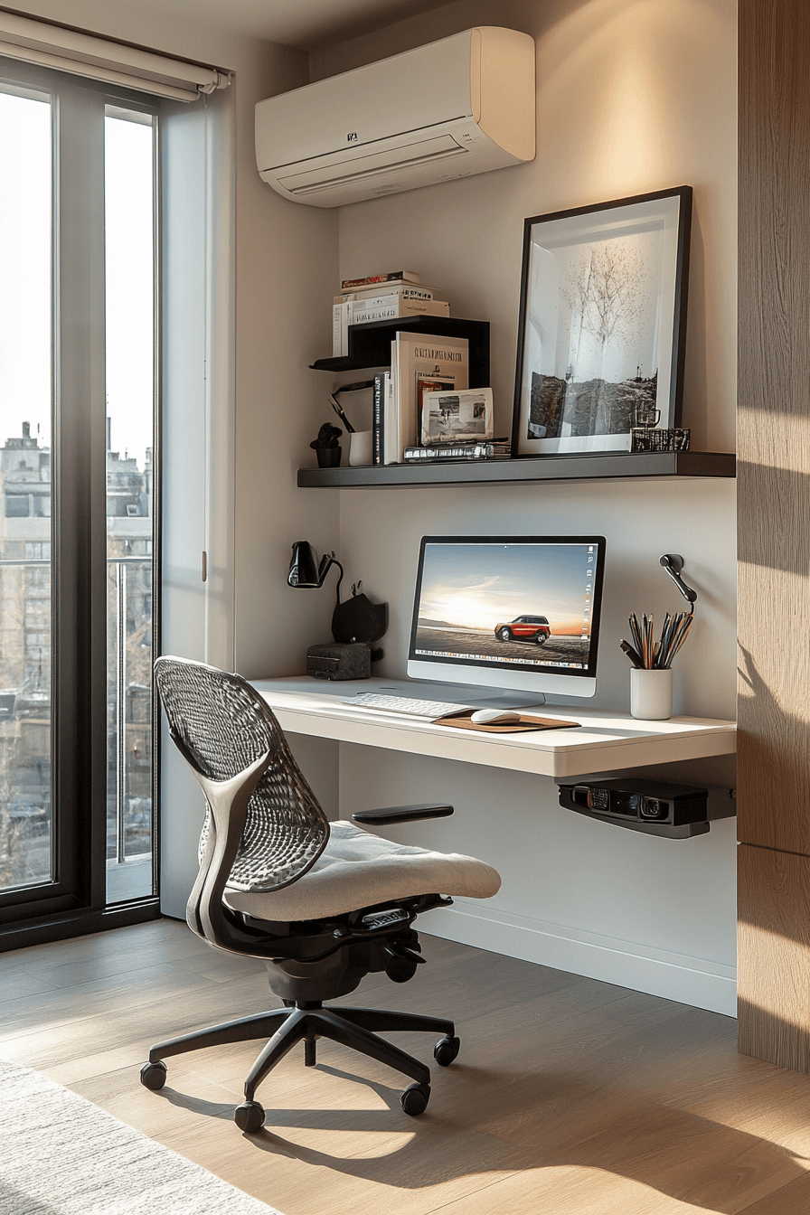 3 floating compact desk solution