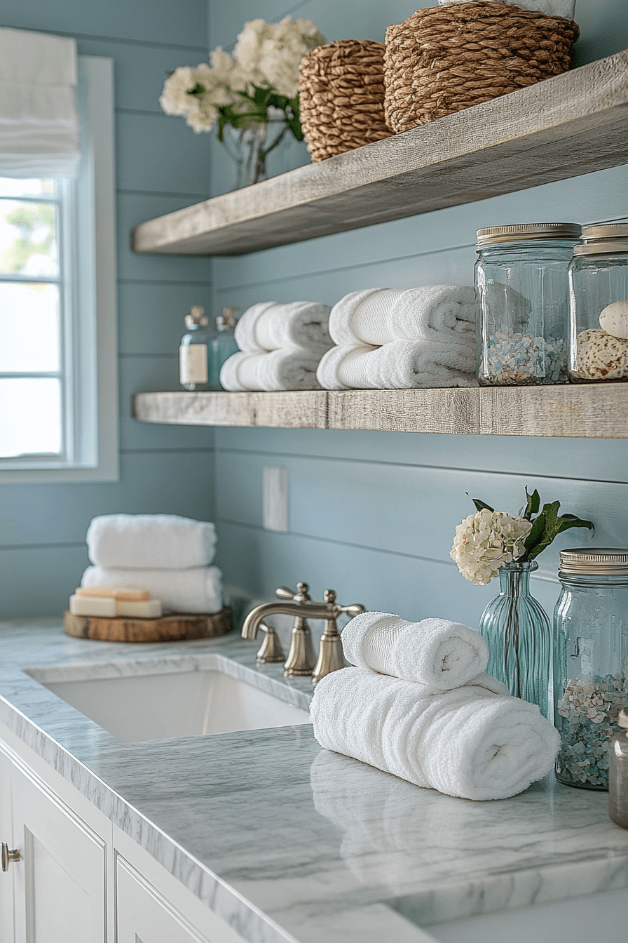 3 freestanding shelf coastal bath