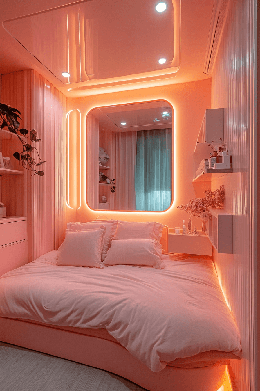 4 glowing modern vanity bedroom