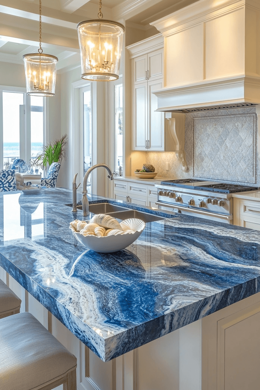 4 ocean wave blue granite