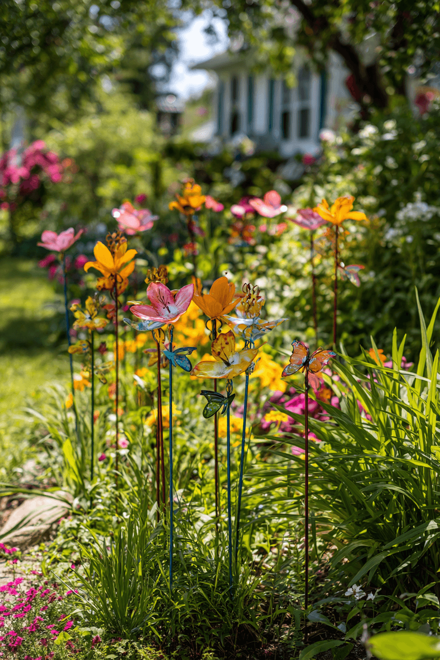 5 whimsical garden accent stakes