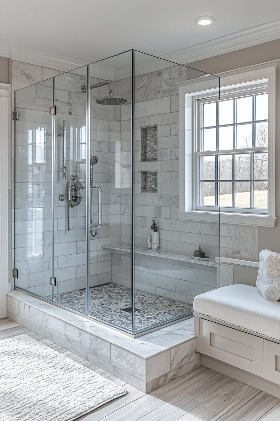 6 clear glass shower space