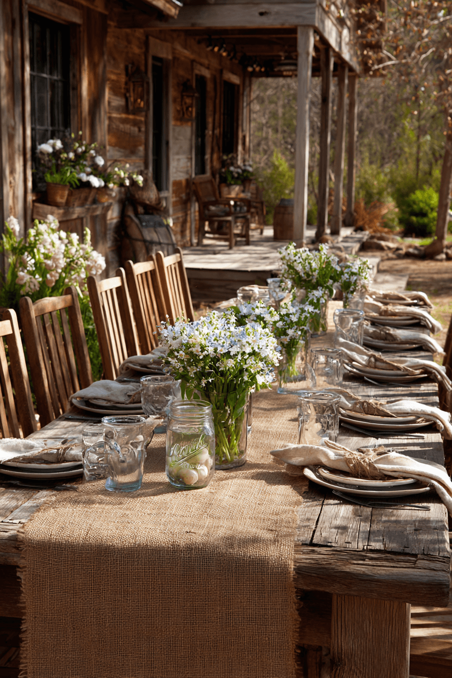 6 natural burlap table runner