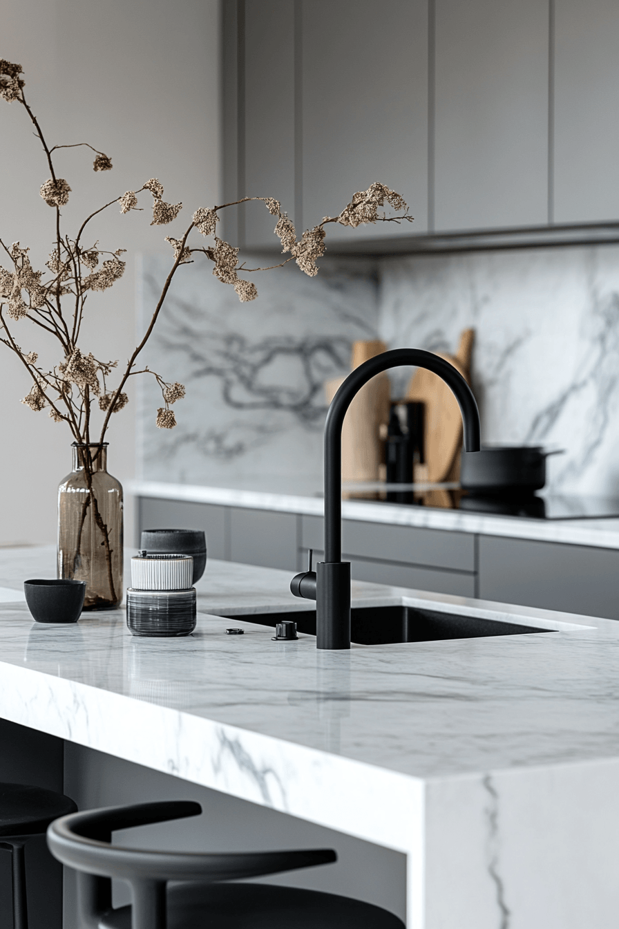 6 tranquil tone unified kitchen