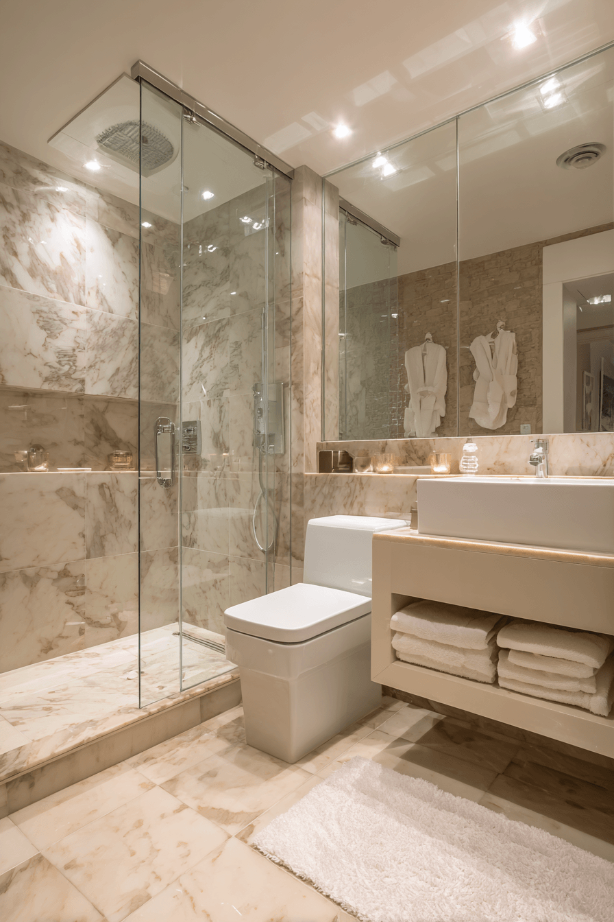 7 clear frame open shower