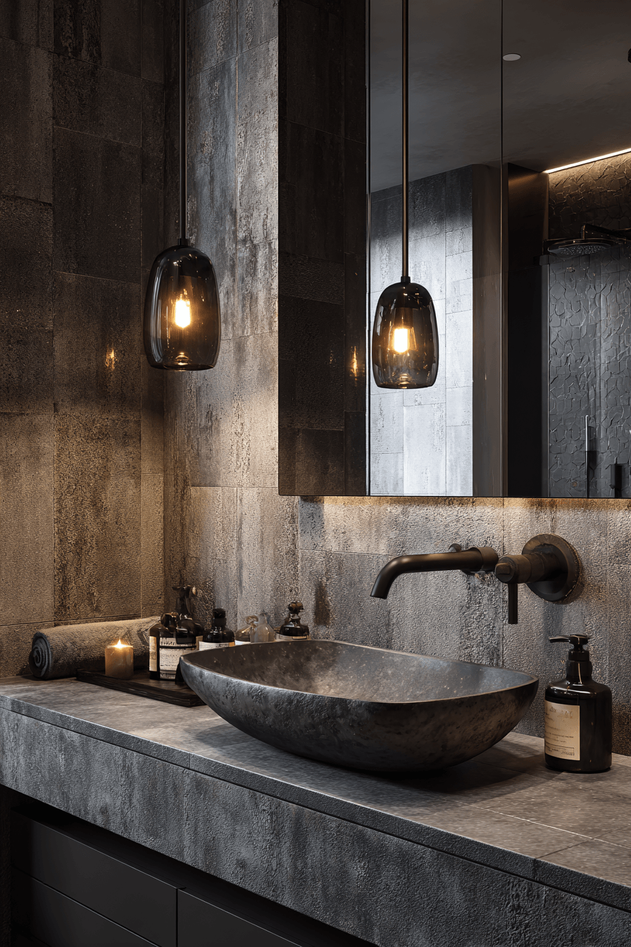 7 reflective dark bathroom look
