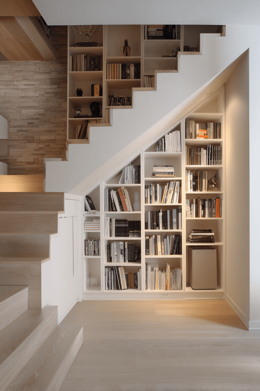 7 staircase shelf storage design